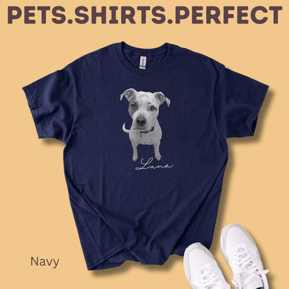 Personalisiertes T-Shirt mit Foto und Name Haustier - Schwarz/Weiß