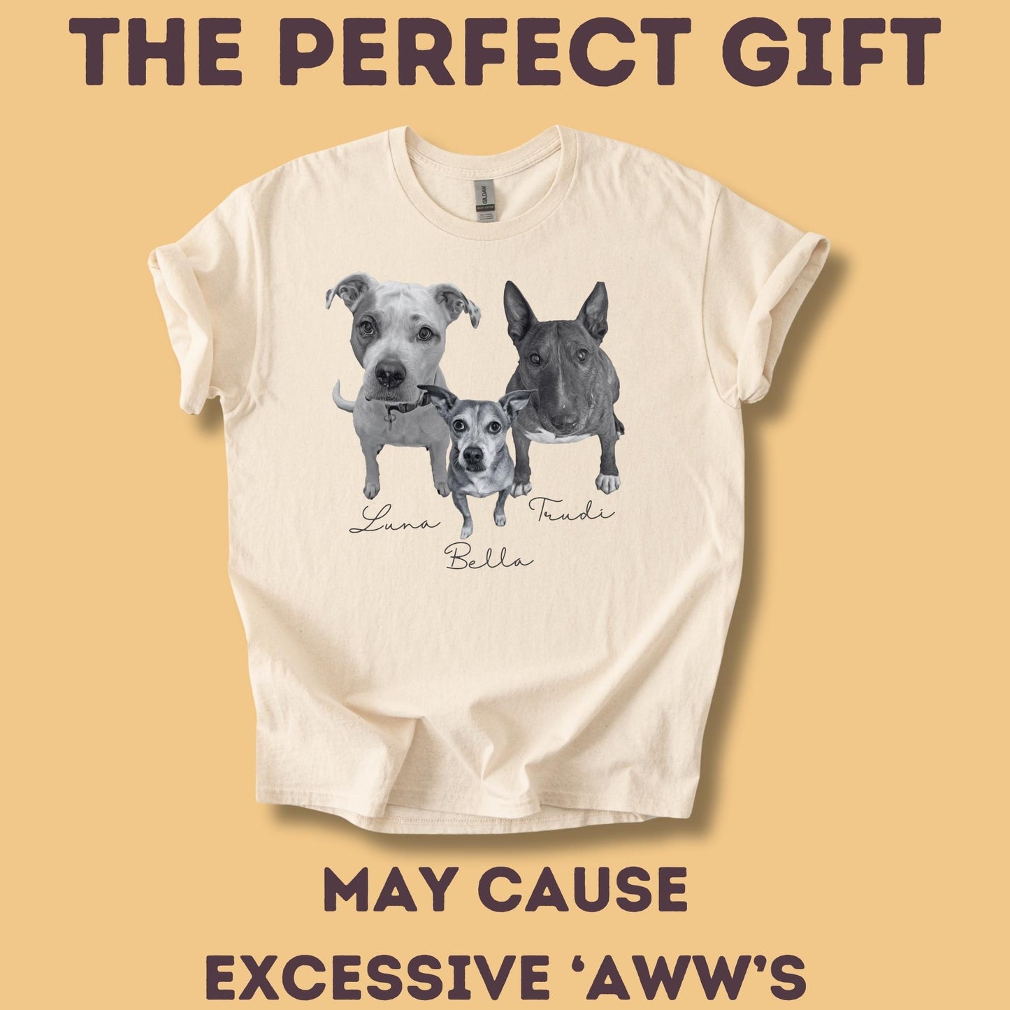 Personalisiertes T-Shirt mit Foto und Name Haustier - Schwarz/Weiß