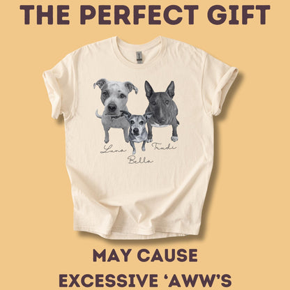 Personalisiertes T-Shirt mit Foto und Name Haustier - Schwarz/Weiß