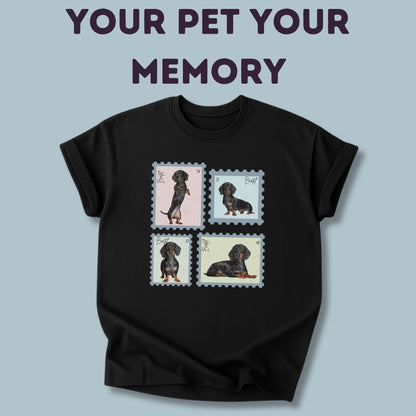 Personalisiertes T-Shirt mit Foto und Name Haustier - Briefmarke Vintage