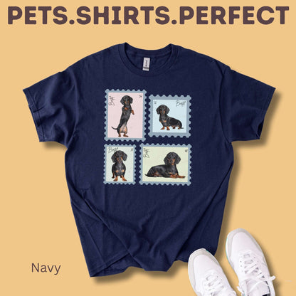 Personalisiertes T-Shirt mit Foto und Name Haustier - Briefmarke Vintage