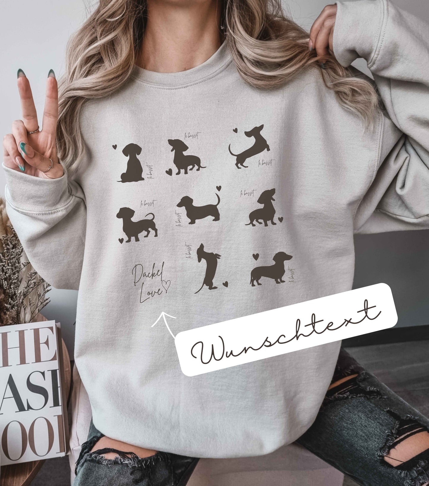 Dackel Silhouette Pullover personalisiert - mit Wunschtext
