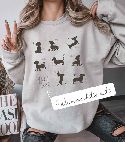 Dackel Silhouette Pullover personalisiert - mit Wunschtext