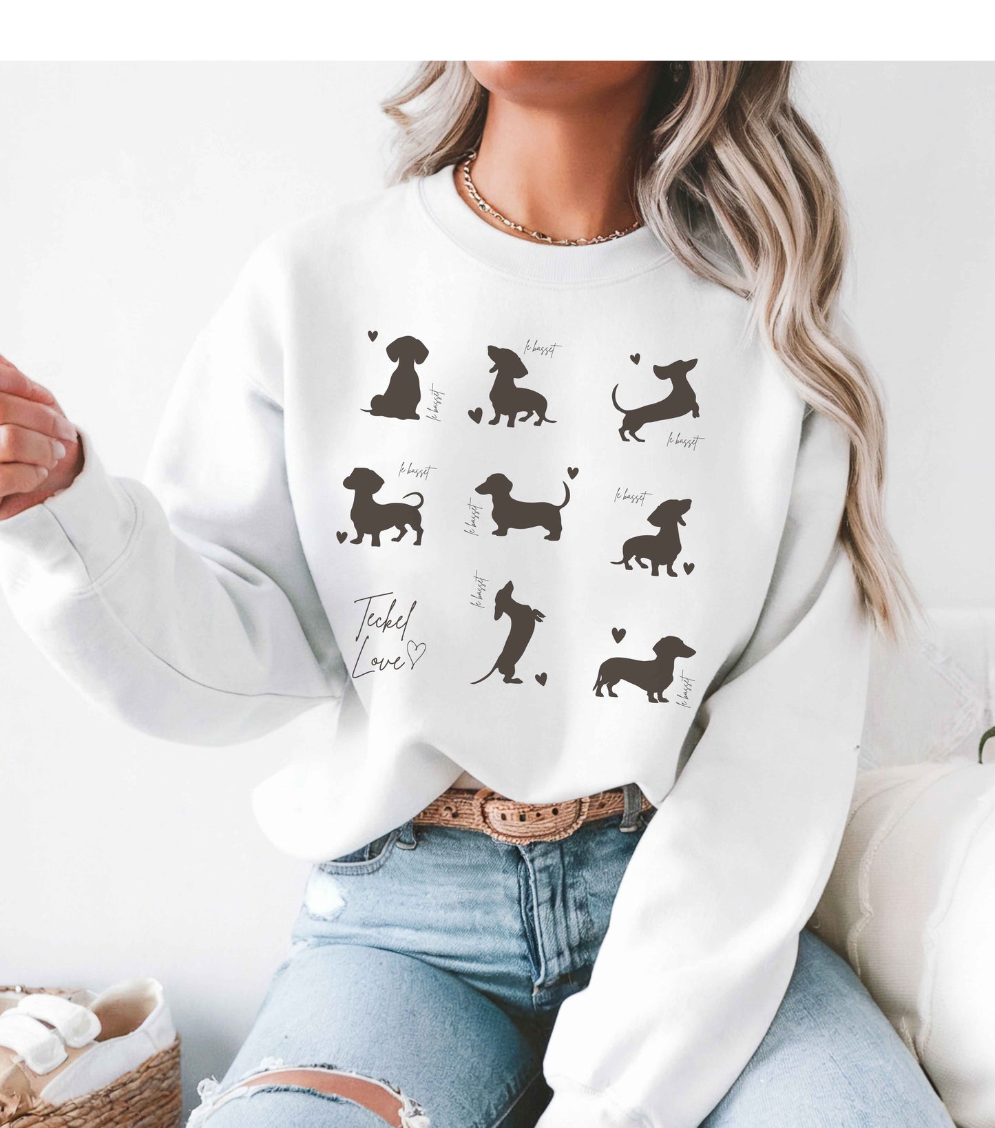 Dackel Silhouette Pullover personalisiert - mit Wunschtext