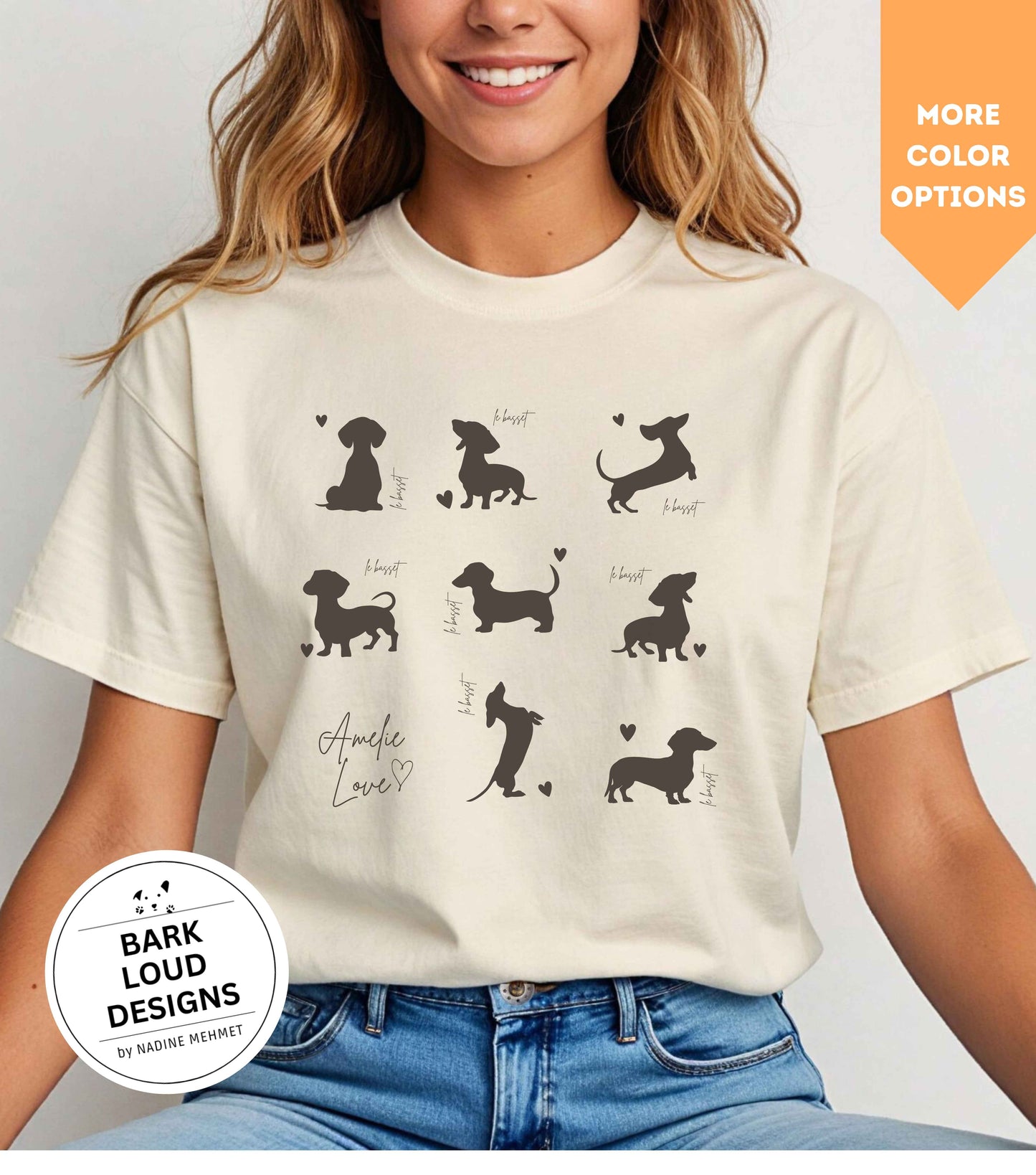 Dackel T-Shirt personalisierbar mit Wunschtext - Dackel Silhouette