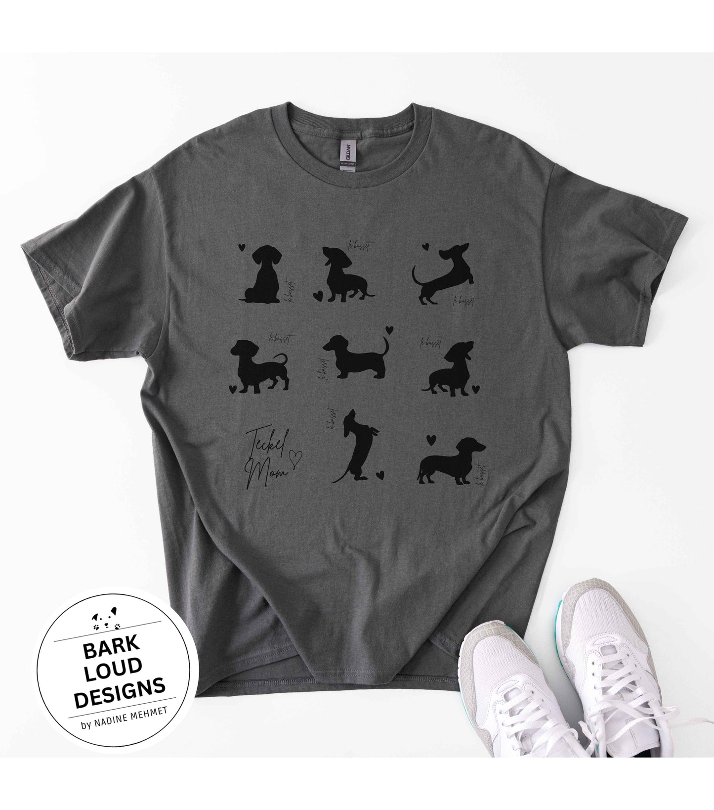 Dackel T-Shirt personalisierbar mit Wunschtext - Dackel Silhouette