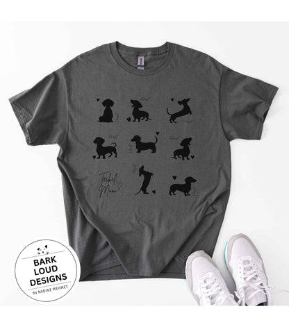 Dackel T-Shirt personalisierbar mit Wunschtext - Dackel Silhouette