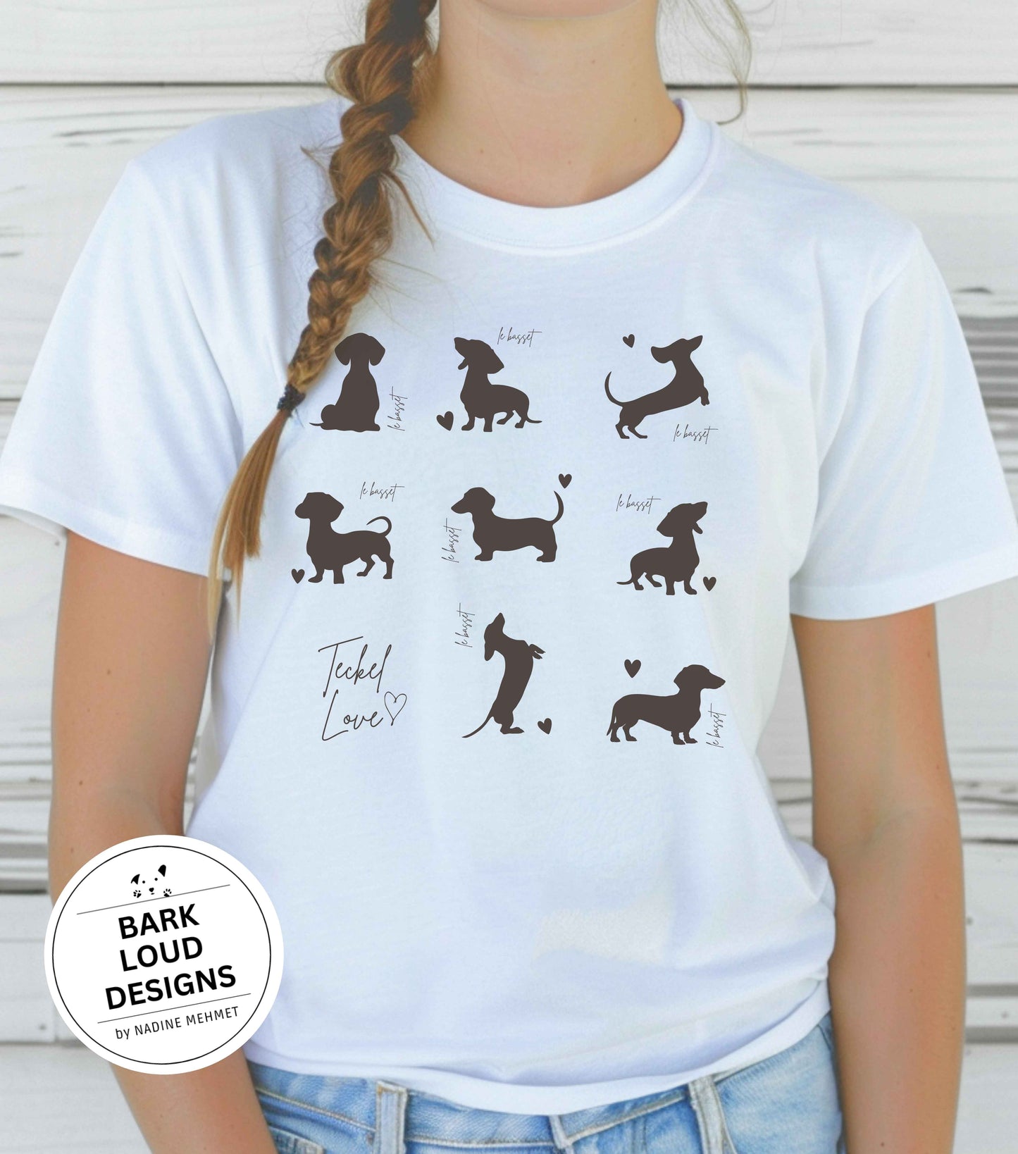 Dackel T-Shirt personalisierbar mit Wunschtext - Dackel Silhouette