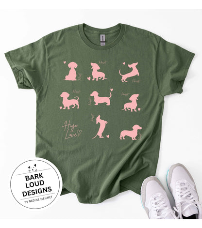 Dackel T-Shirt personalisierbar mit Wunschtext - Dackel Silhouette