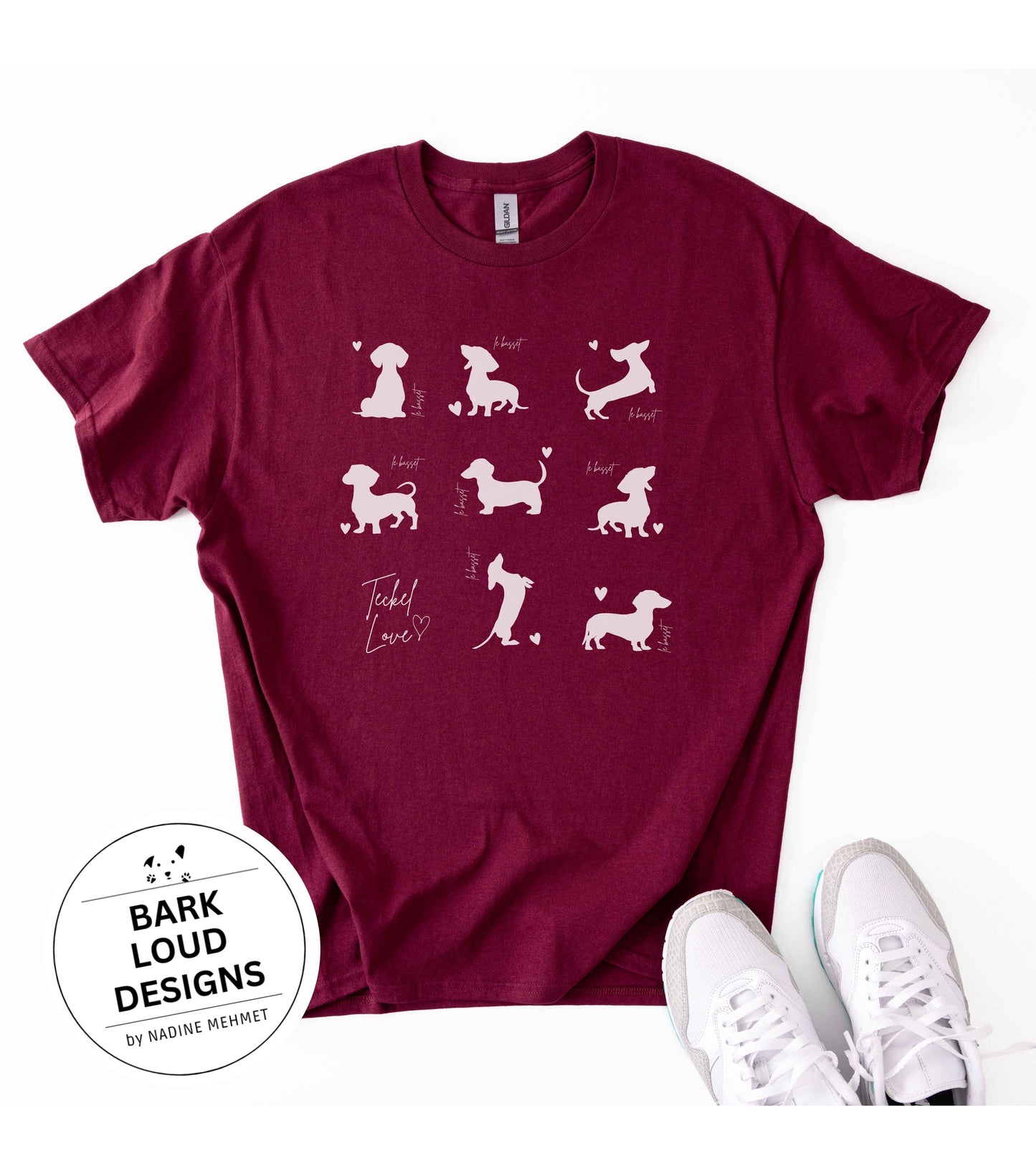 Dackel T-Shirt personalisierbar mit Wunschtext - Dackel Silhouette