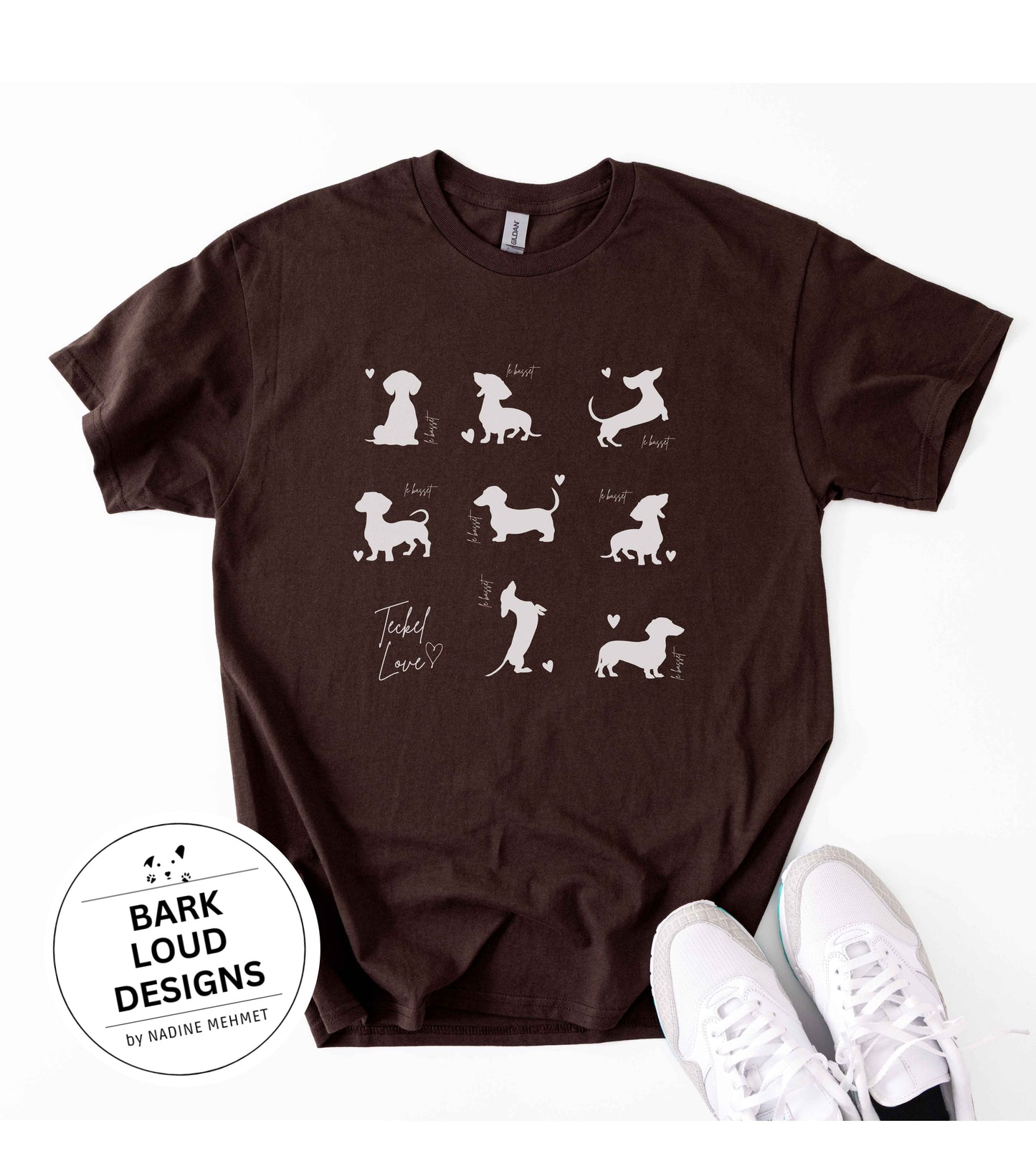 Dackel T-Shirt personalisierbar mit Wunschtext - Dackel Silhouette