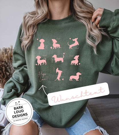 Dackel Silhouette Pullover personalisiert - mit Wunschtext