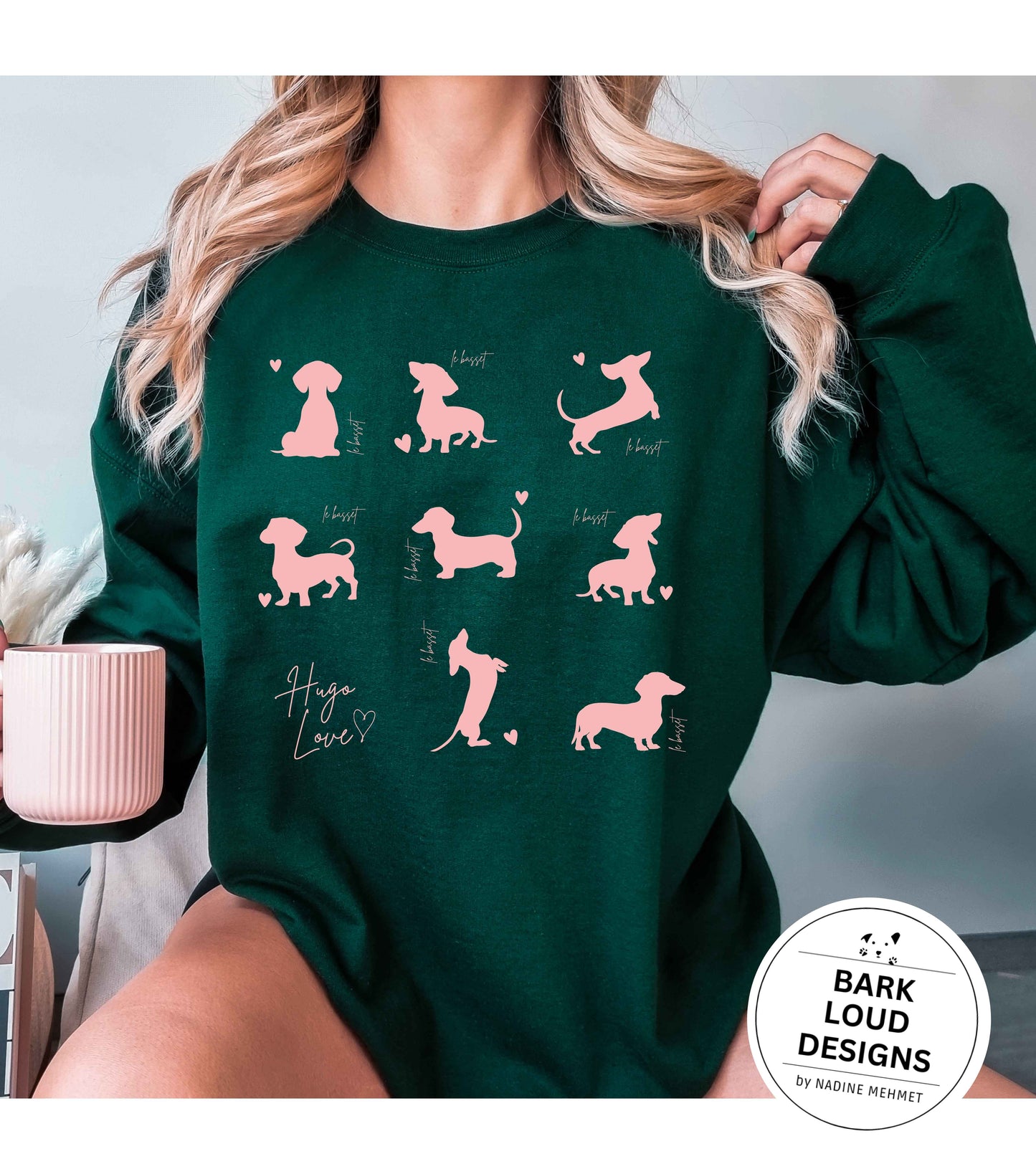 Dackel Silhouette Pullover personalisiert - mit Wunschtext
