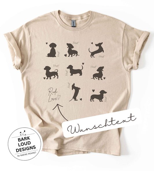 Dackel T-Shirt personalisierbar mit Wunschtext - Dackel Silhouette
