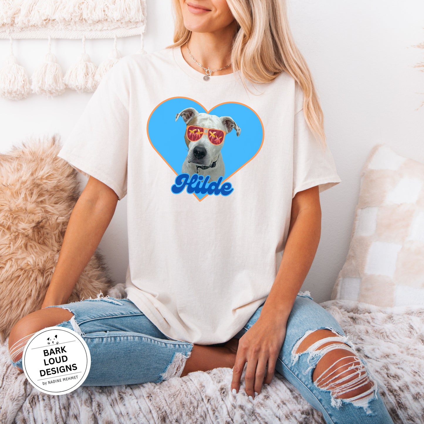 Personalisiertes T-Shirt mit Foto und Name Haustier - Sommer Herz
