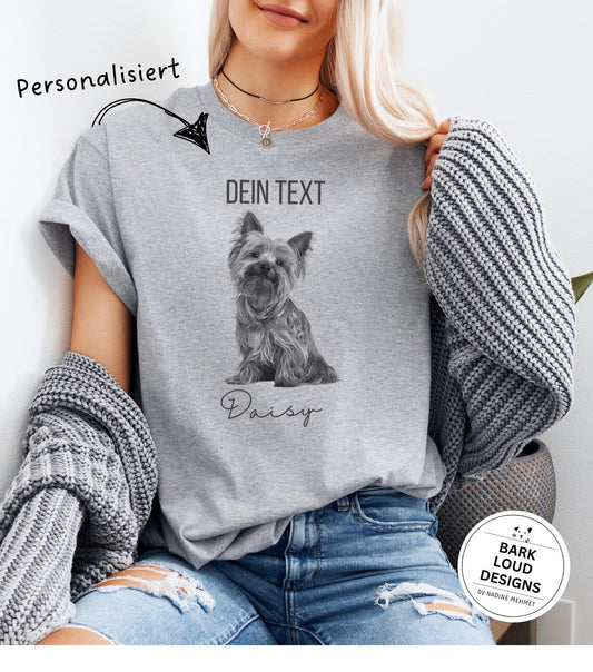 Personalisiertes T-Shirt mit Foto und Name Haustier - Schwarz/Weiß