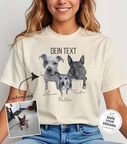 Personalisiertes T-Shirt mit Foto und Name Haustier - Schwarz/Weiß
