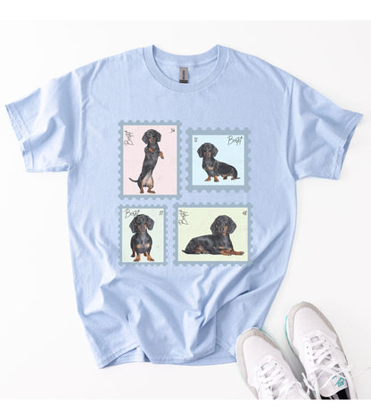 Personalisiertes T-Shirt mit Foto und Name Haustier - Briefmarke Vintage