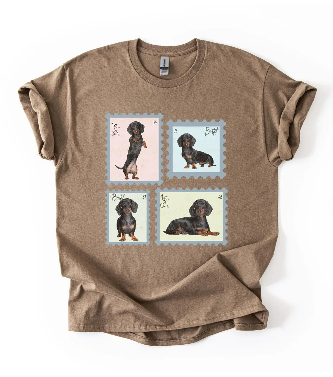Personalisiertes T-Shirt mit Foto und Name Haustier - Briefmarke Vintage