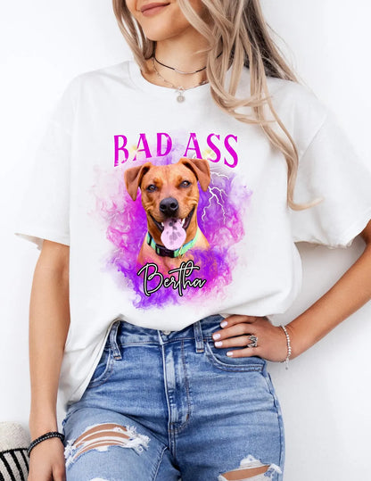 Personalisiertes T-Shirt mit Foto und Name Haustier - Bad Ass