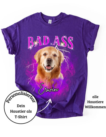 Personalisiertes T-Shirt mit Foto und Name Haustier - Bad Ass
