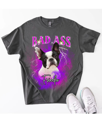 Personalisiertes T-Shirt mit Foto und Name Haustier - Bad Ass