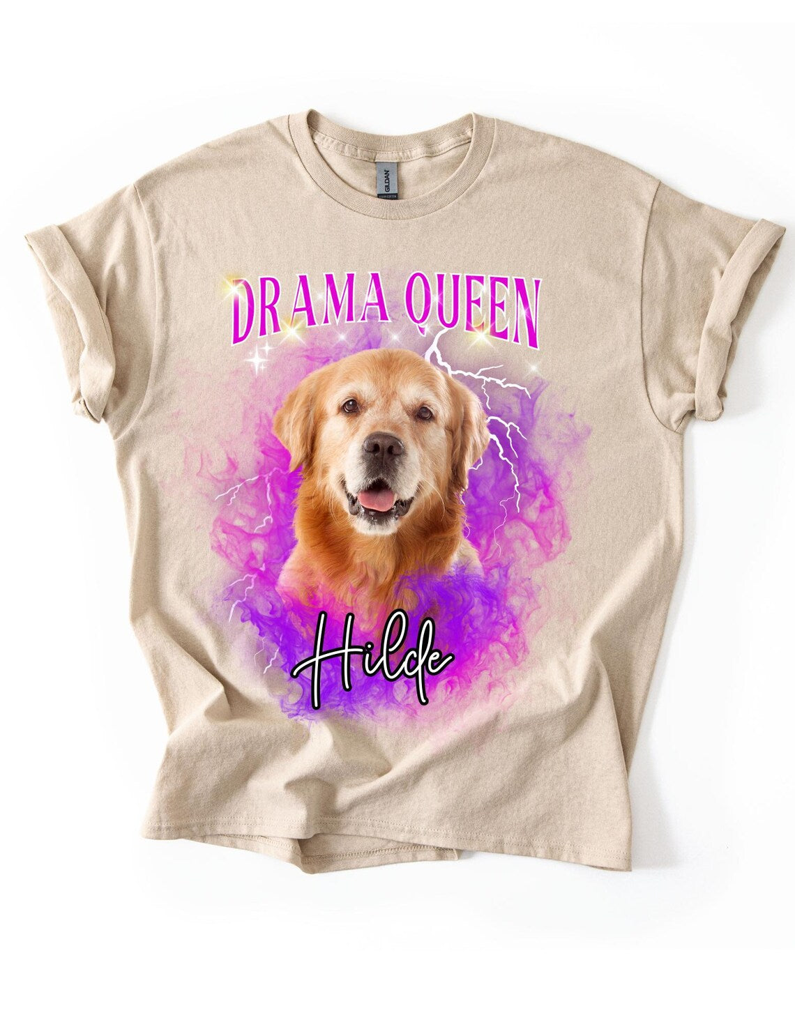 Personalisiertes T-Shirt mit Foto und Name Haustier - Drama Queen
