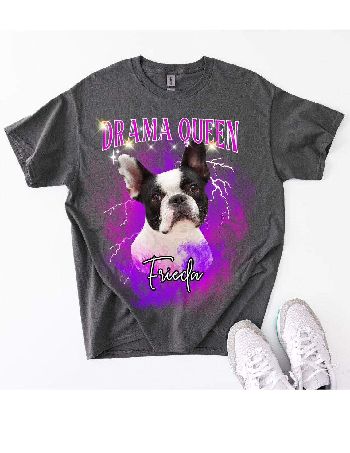 Personalisiertes T-Shirt mit Foto und Name Haustier - Drama Queen