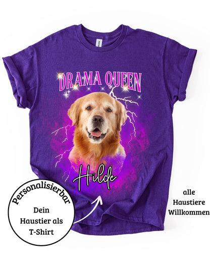 Personalisiertes T-Shirt mit Foto und Name Haustier - Drama Queen