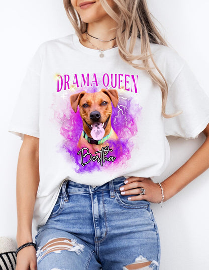 Personalisiertes T-Shirt mit Foto und Name Haustier - Drama Queen