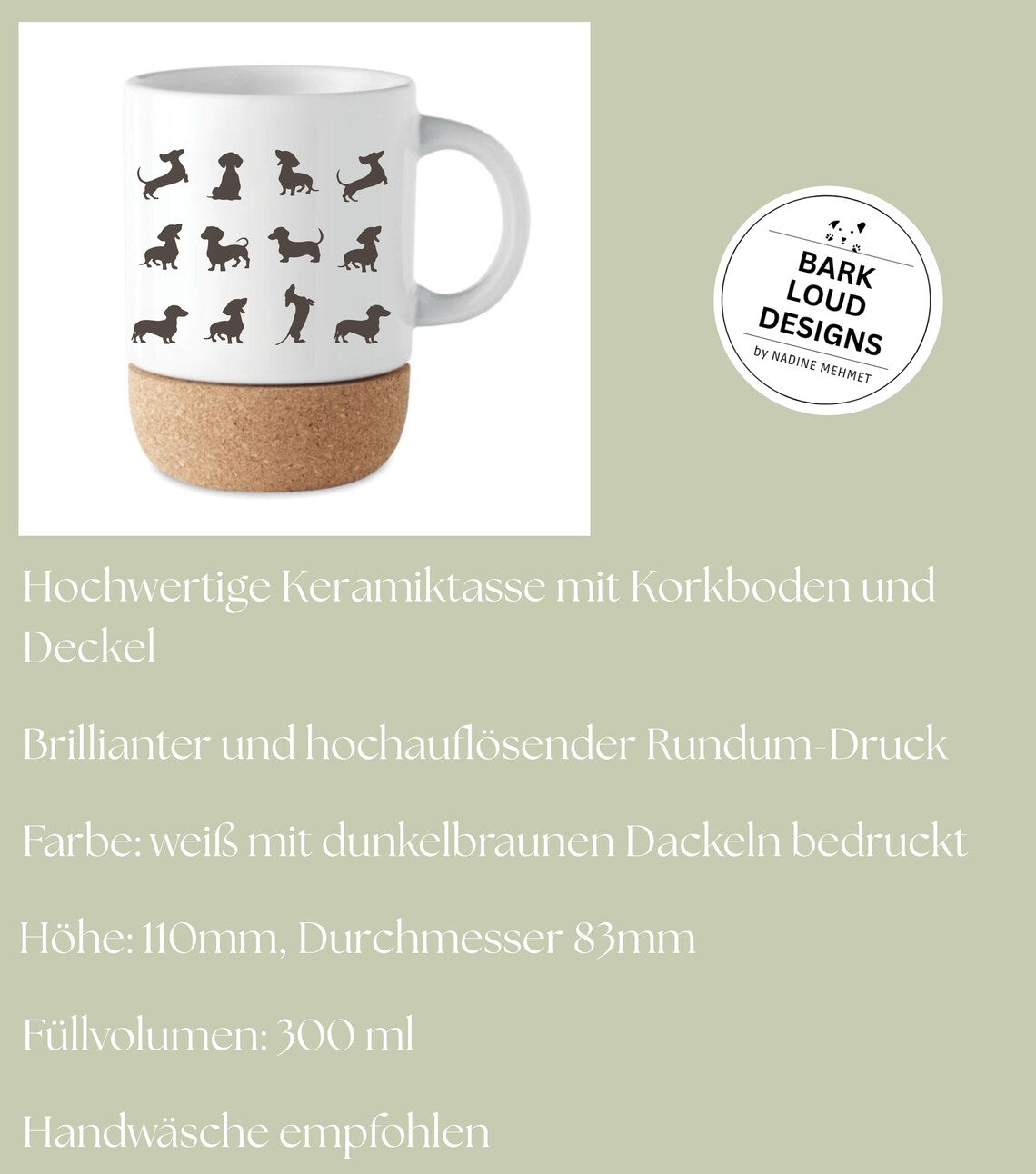 Dackel Collection - Tasse mit Korkboden "Teckel Love"