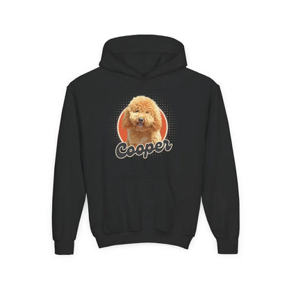 Personalisierter Kinder Hoodie mit Foto und Name Haustier - Retro Kreis