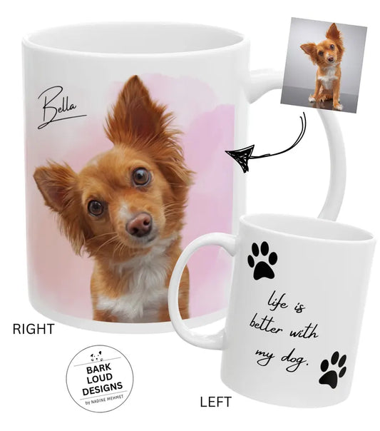 Personalisierte Fototasse "Life is better with my dog"