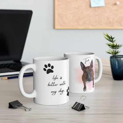 Personalisierte Fototasse "Life is better with my dog"