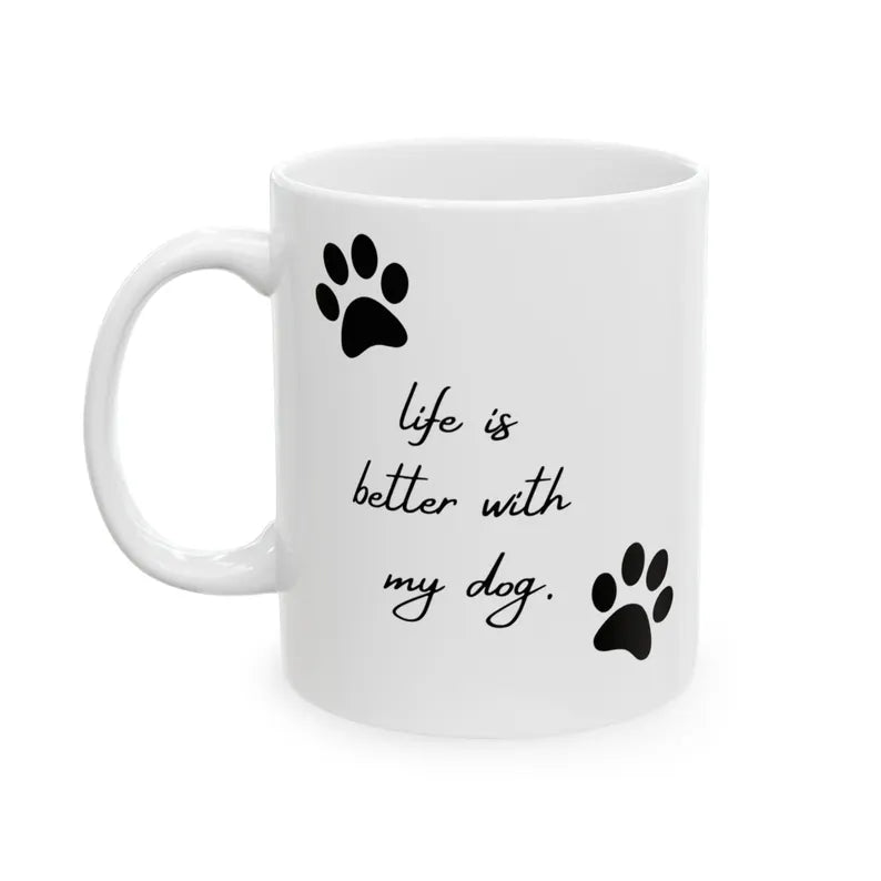 Personalisierte Fototasse "Life is better with my dog"