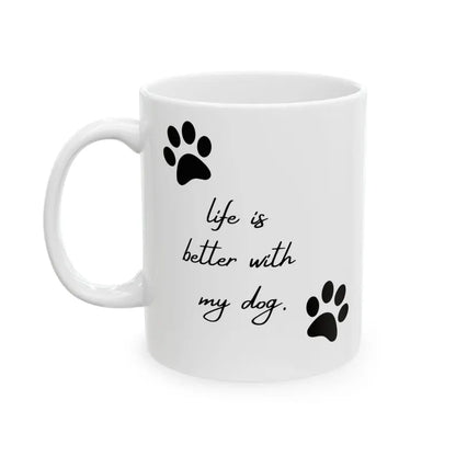Personalisierte Fototasse "Life is better with my dog"
