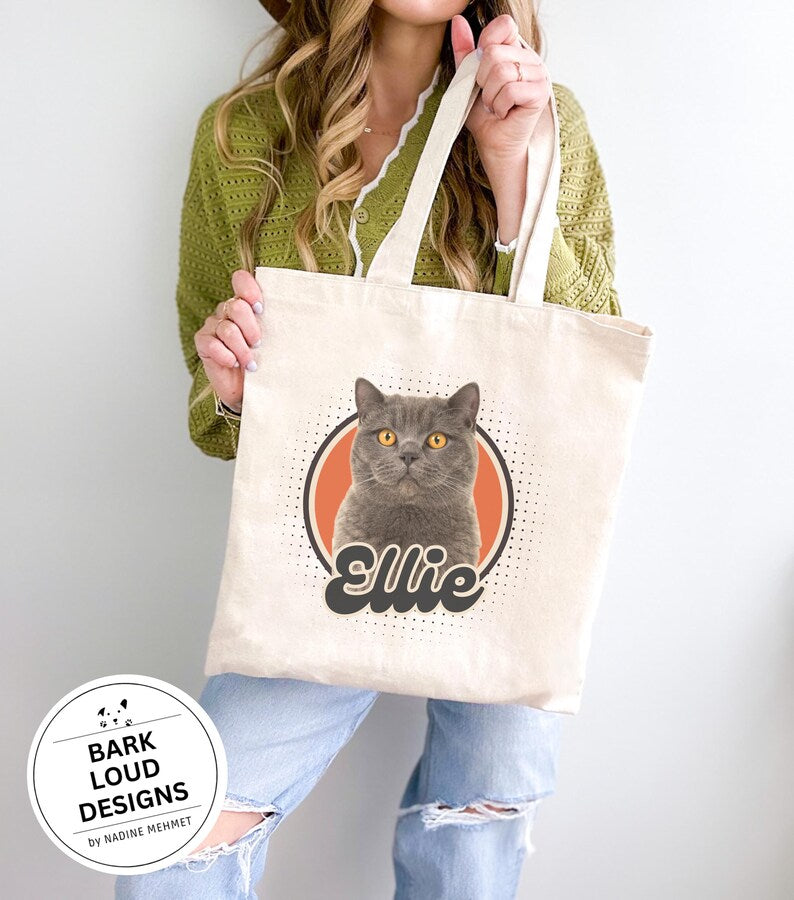 Personalisierter Stoffbeutel mit Foto und Name von deinem Haustier