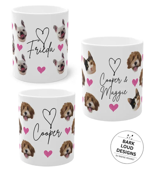 Personalisierte Fototasse mit deinem Haustier und Namen - Hearts