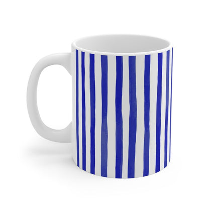 Personalisierte Fototasse Haustier mit Name - Blue Stripes