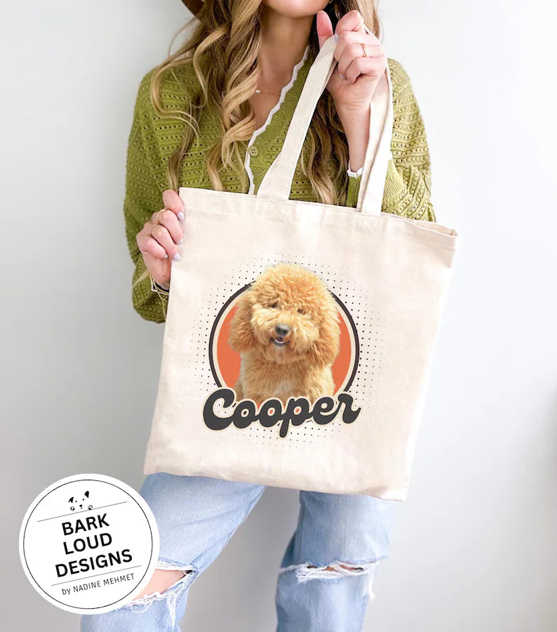 Personalisierter Stoffbeutel mit Foto und Name von deinem Haustier