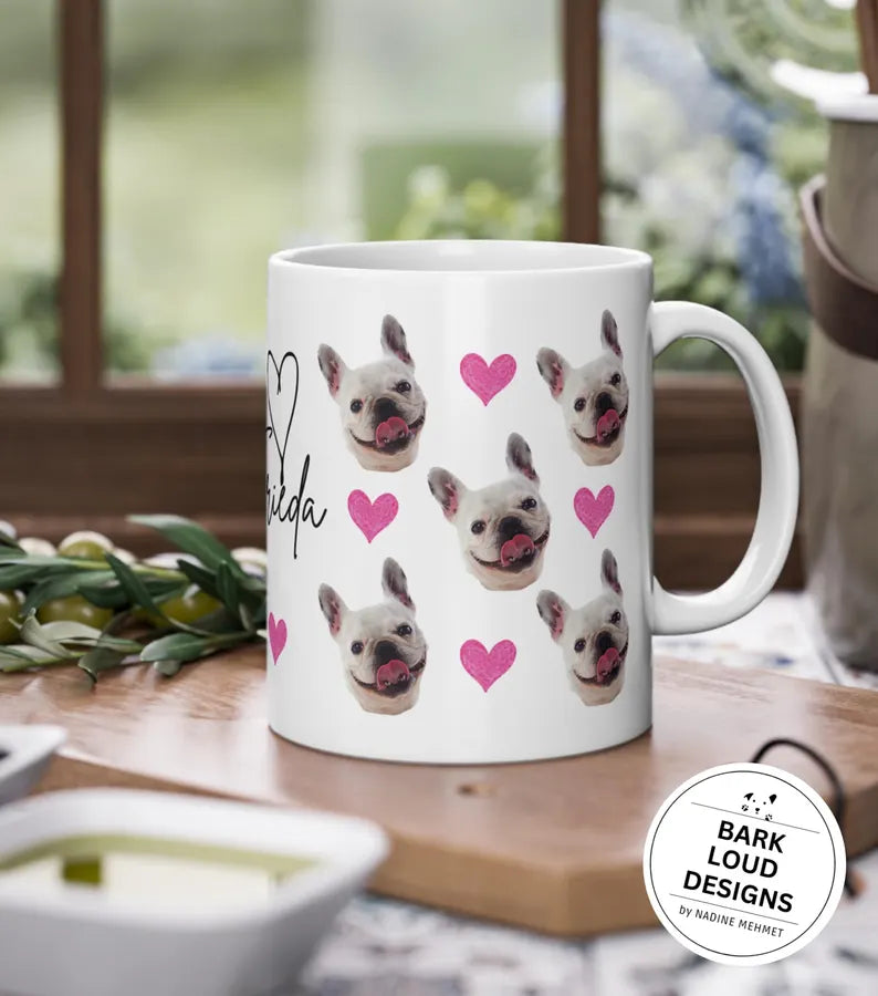 Personalisierte Fototasse mit deinem Haustier und Namen - Hearts