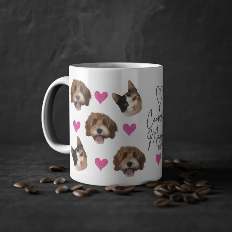 Personalisierte Fototasse mit deinem Haustier und Namen - Hearts