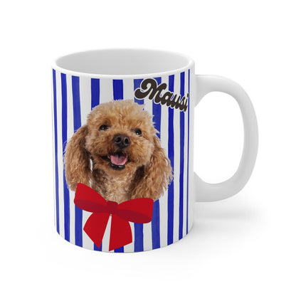 Personalisierte Fototasse Haustier mit Name - Blue Stripes