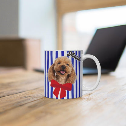 Personalisierte Fototasse Haustier mit Name - Blue Stripes